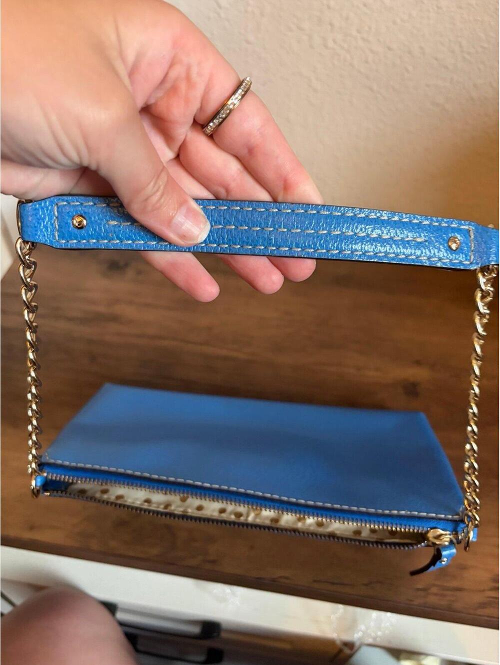 Kate Spade Wellesley Byrd Leather Purse Blue. Some normal wear on the bottom but - Picture 4 of 9